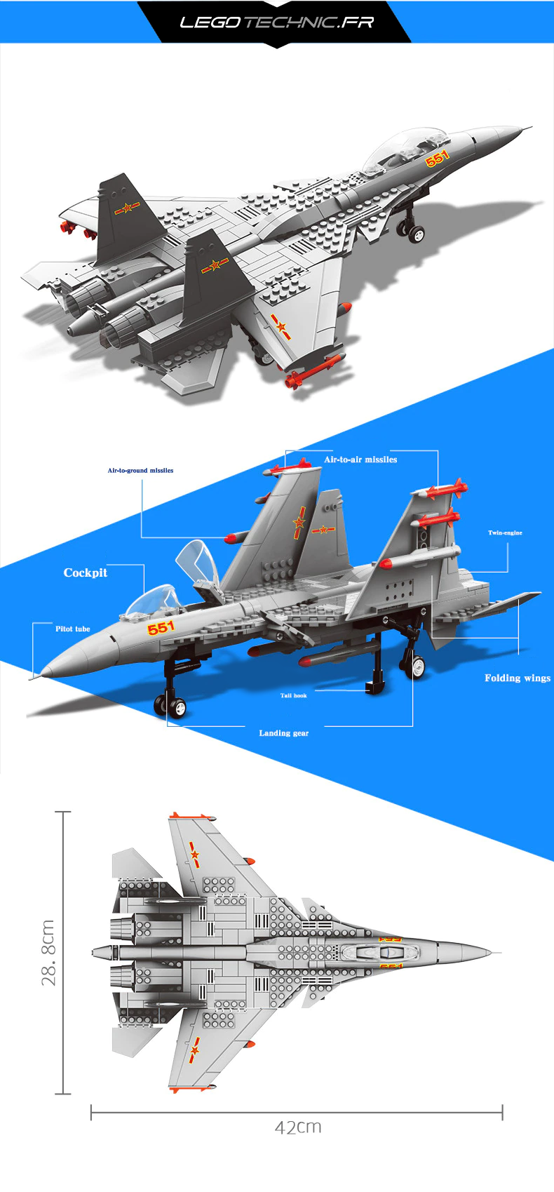 Lego Technic Avion militaire chasseur de combat